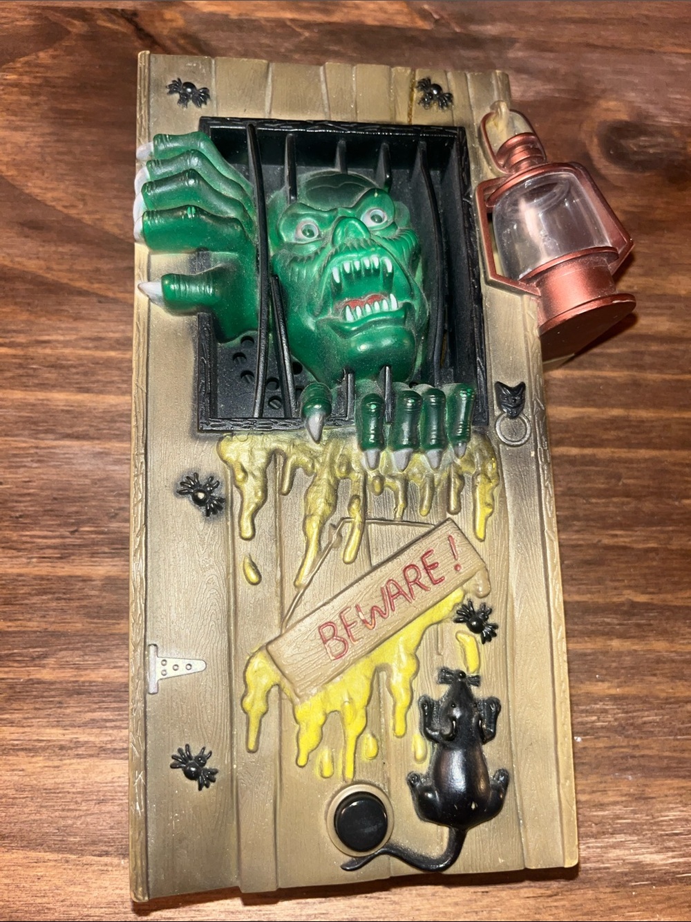 Green Monster Door Decor with Lantern - Beware Sign